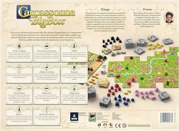 Carcassonne Big Box, Carcassonne Plus, Juego de Mesa Completo+11Expansiones, para 7 años, Amigos