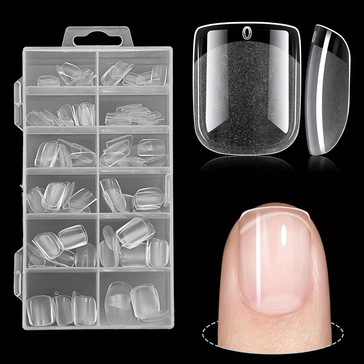 120 stuks extra kort vierkant half mat acryl vooraf geplaatst zachte gel nageltips gemakkelijk op te drukken volledige dekking 12 maten voor natuurlijke nagels