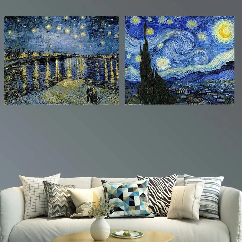 ZHUOHAO DIY Diamond Painting 40x50 Full Diamond Van Gogh Starry Night Gradient Special Shaped Rectangle Customizable