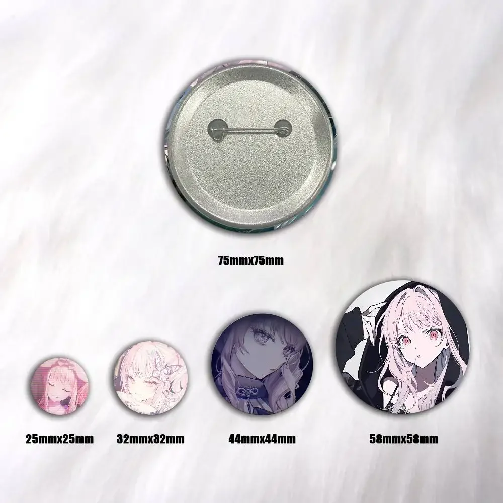 A-Nightcode Akiyama Mizuki Cartoon Round Brooches On Backpack Jacket Acrylic Button Pins Collection Gifts