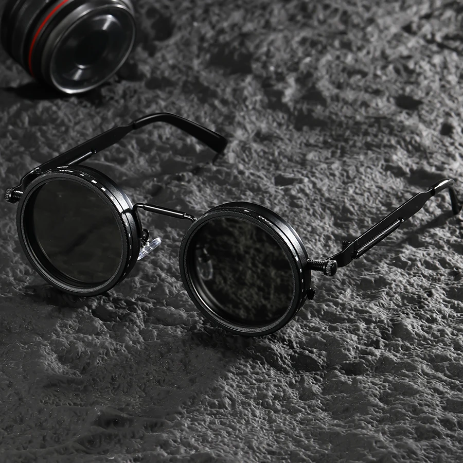 

Винтажные модные очки в стиле ретро, с регулируемыми оправами, круглыми линзами TAC и черным корпусом — унисекс и идеально подходят как