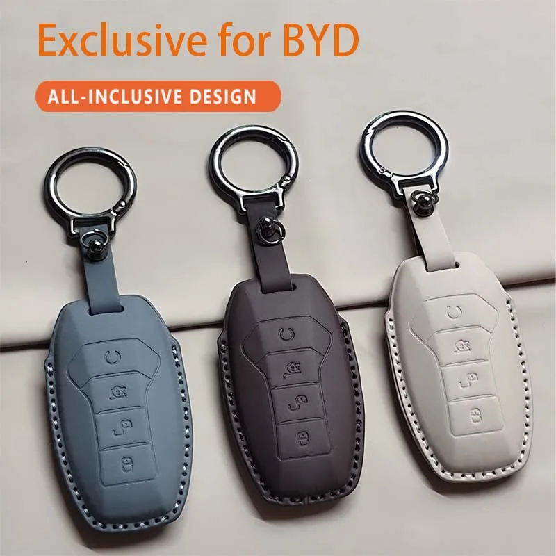 Funda para llave remota de coche para BYD Song Plus Atto 3 Han EV Tang DM Qin Seal Dolphin llavero de cuero accesorios duraderos de lujo