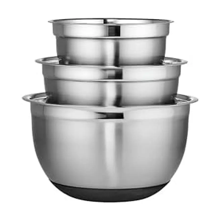 

Stainless Steel Soft Base Bowls, Versatile Nesting Mixing Bowls for Every Kitchen Task, Set of 3
