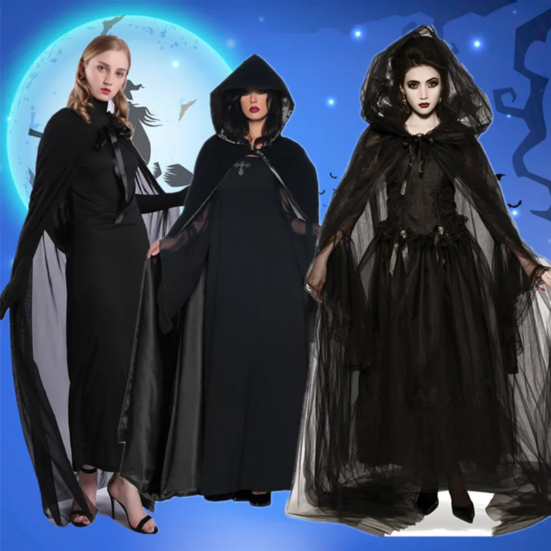 

Adult Halloween Dark Magic Witch Costume Party Masquerade Ball Zombie Bride Role Play Outfit Stretchy Fabric Suitable for 18-...