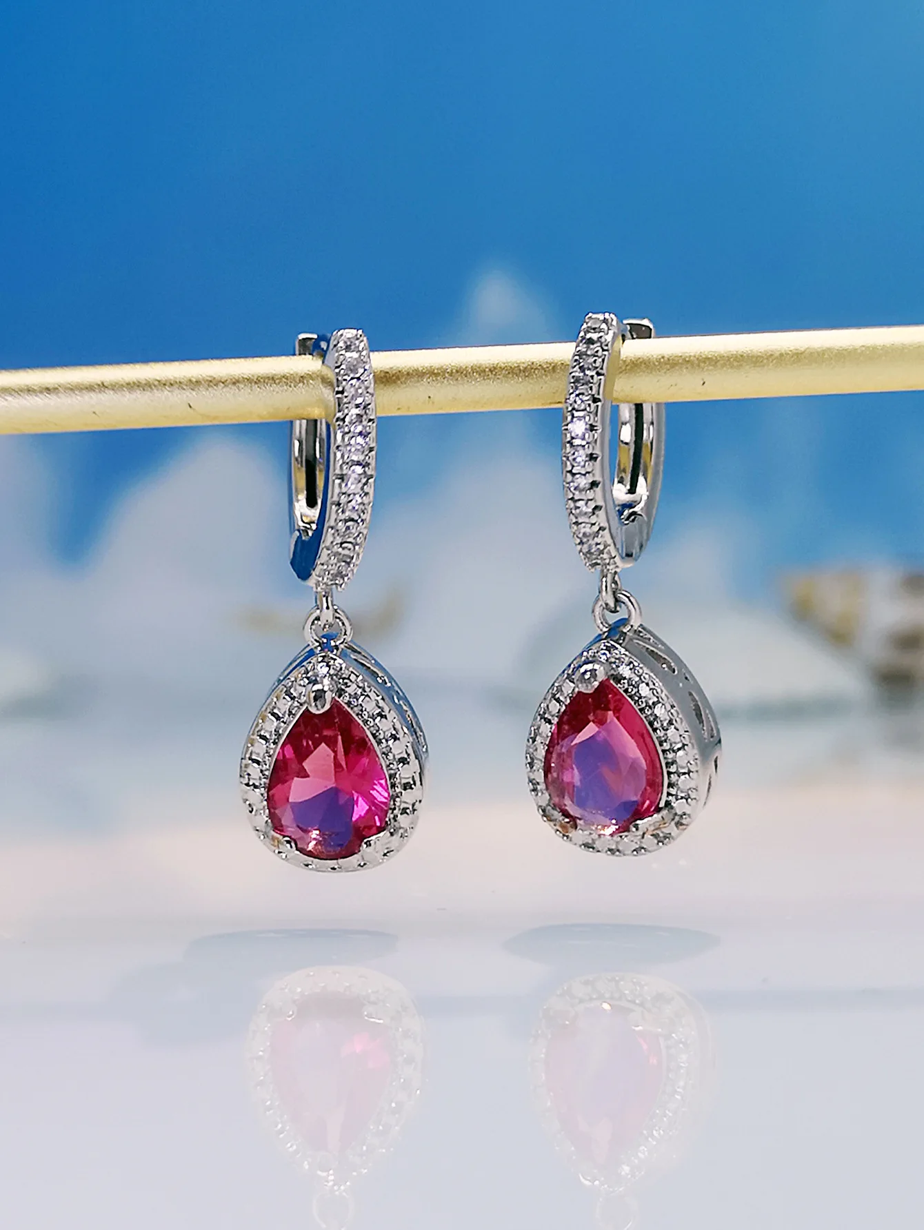 

Серьги-капли из стерлингового серебра 925 пробы с выращенным рубином грушевидной огранки и натуральным гранатом для женщин, ювелирные изделия с драгоценными камнями, подарок на день рождения