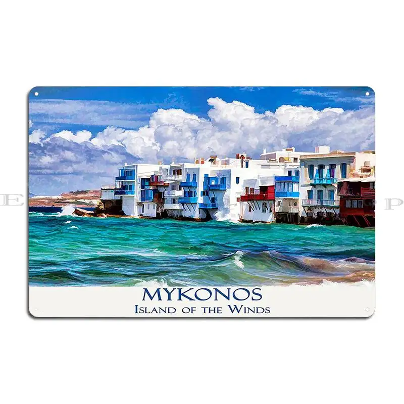 Mykonos Island Of The Winds Metal Plaque Poster Design Cinema Wall Cave Customize Cave Tin Sign Poster