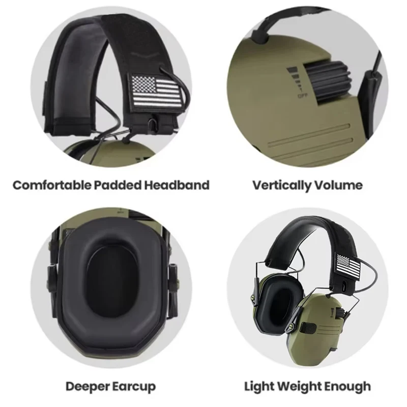 Electronic Earmuff for Razor Slim Ultra Low Profile Compact Design Adjustable Range Shooting Hunting Hearing Protection