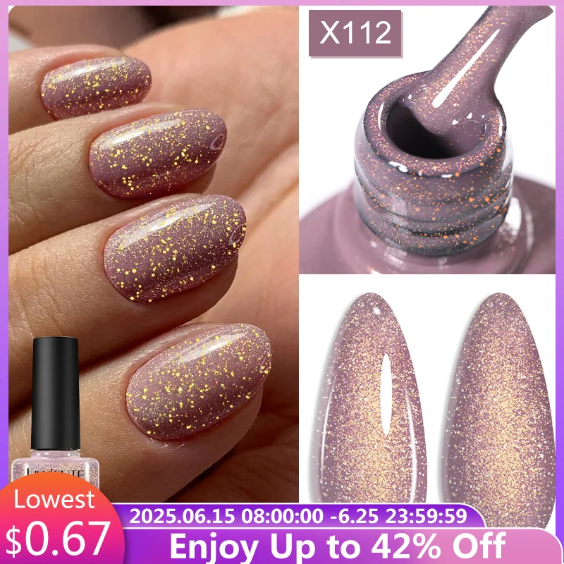 LILYCUTE 7 мл Золотой сверкающий блестящий гель-лак для ногтей Полуперманентный УФ-гель Soak off УФ-светодиодный гель-лак для ногтей для маникюра своими руками