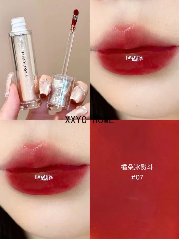 Juduo JudydoLL Lip Lacquer Ice Iron Mirror Water Light Lipstick Non-Fading No Stain on Cup Lipstick