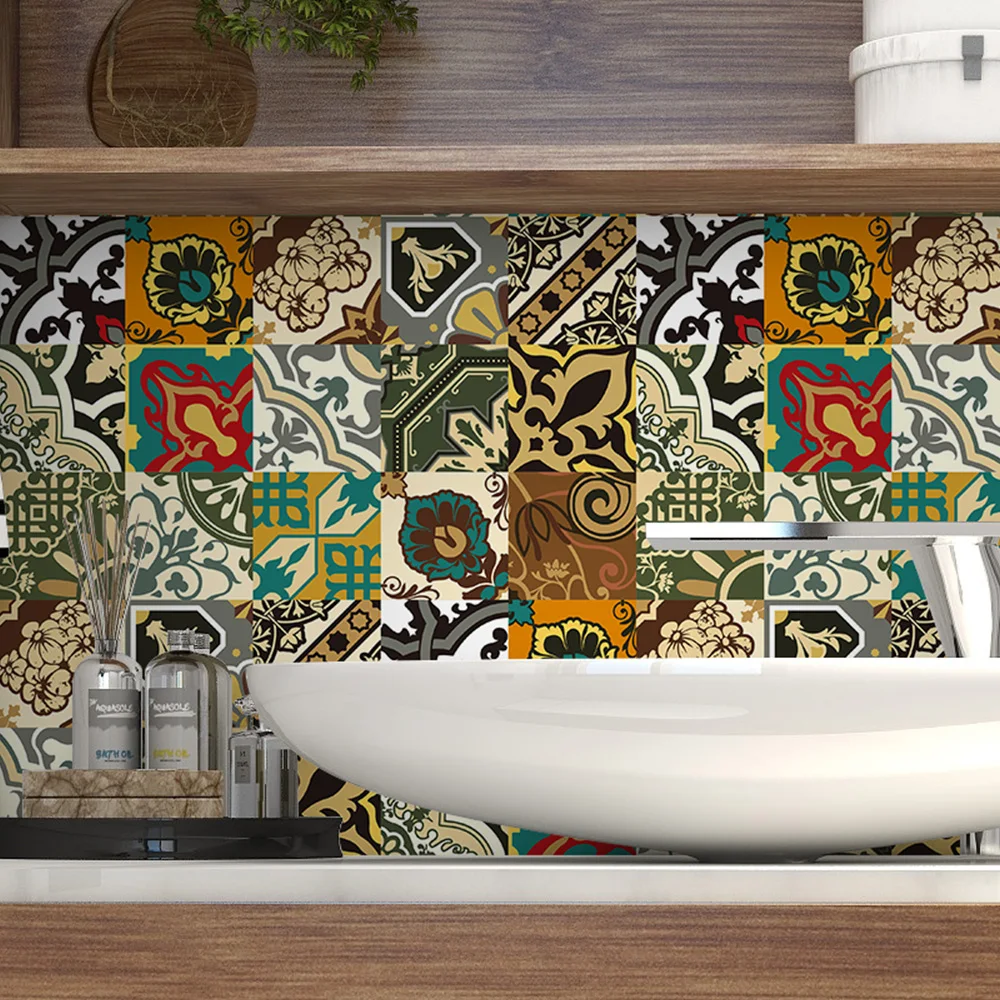 Magic Fxi 10/15/20cm Moroccan Tiles Sticker Bathroom Kitchen Wall Stickers Tables Toilet Decoration Wallpaper Peel PVC Art