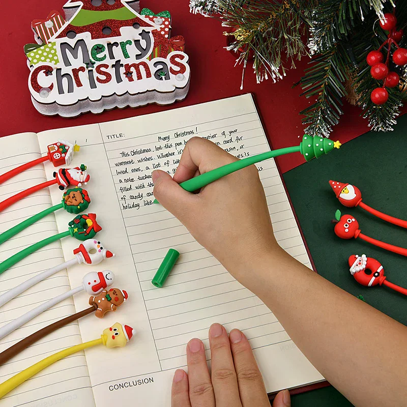 

Kawaii Christmas Gel Pen 0.5mm Black Ink Cute Christmas Tree Elk Santa Snowmen Neutral Pen School Stationary Kids Gift