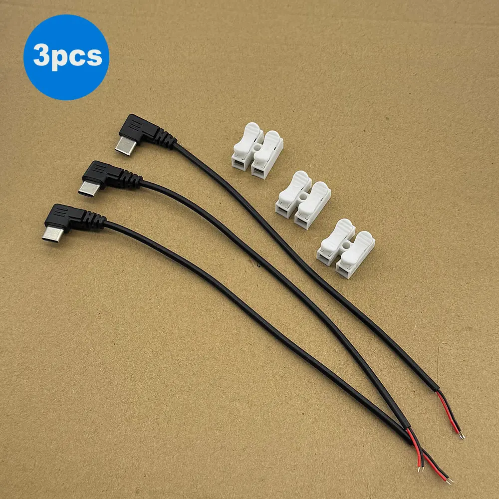 USB C auf 2-poliges Netzkabel mit offenem Ende, 90-Grad-USB-Typ-C-Stecker, 2-poliges Pigtail-Kabel, für 5 V USB Typ C DIY-Kabel
