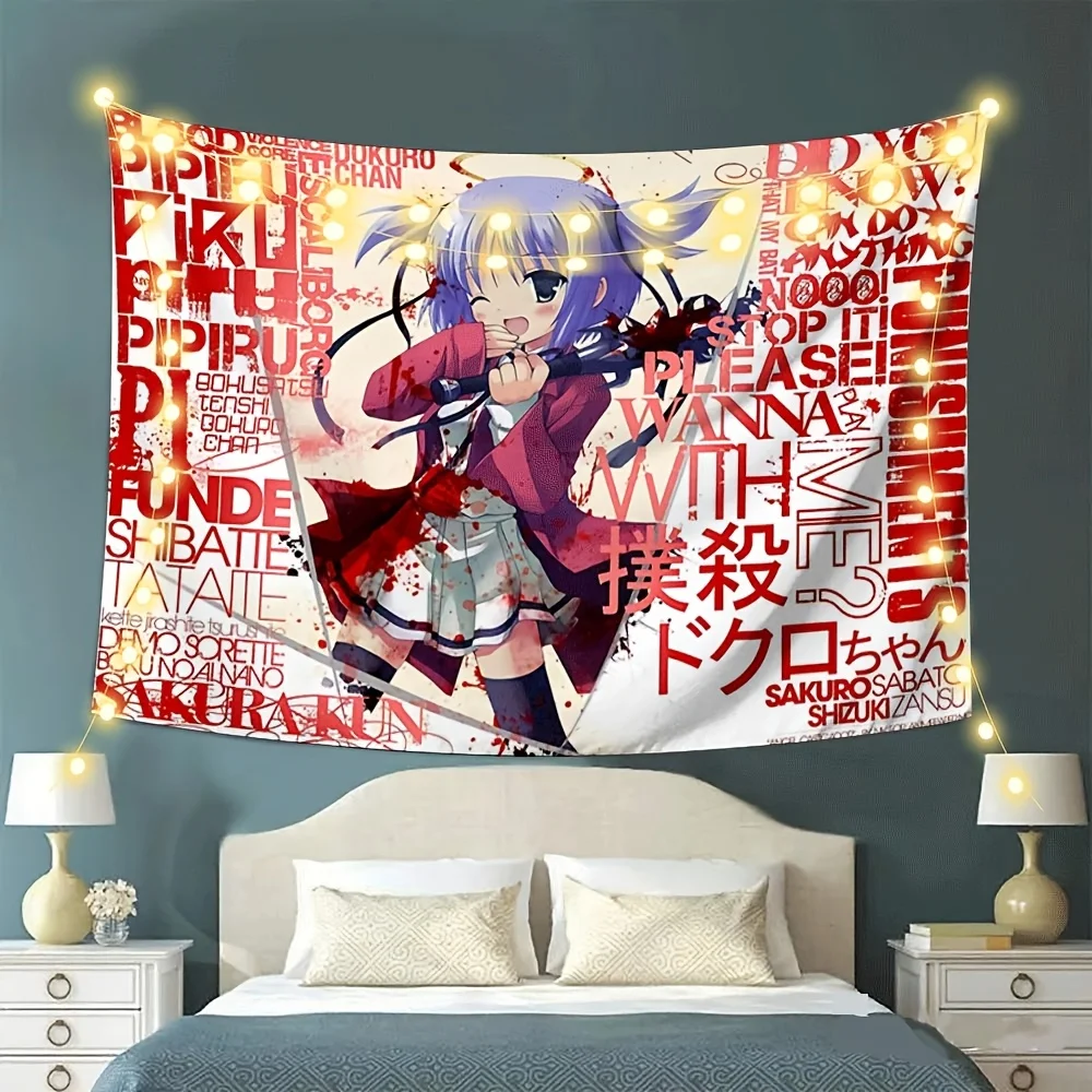1pc S-Sakura Z-Zansu D-Dokuro Chan Anime Tapestry Wall Hanging Aesthetic Room Decor Background Cloth for Bedroom Dorm Anime Fans