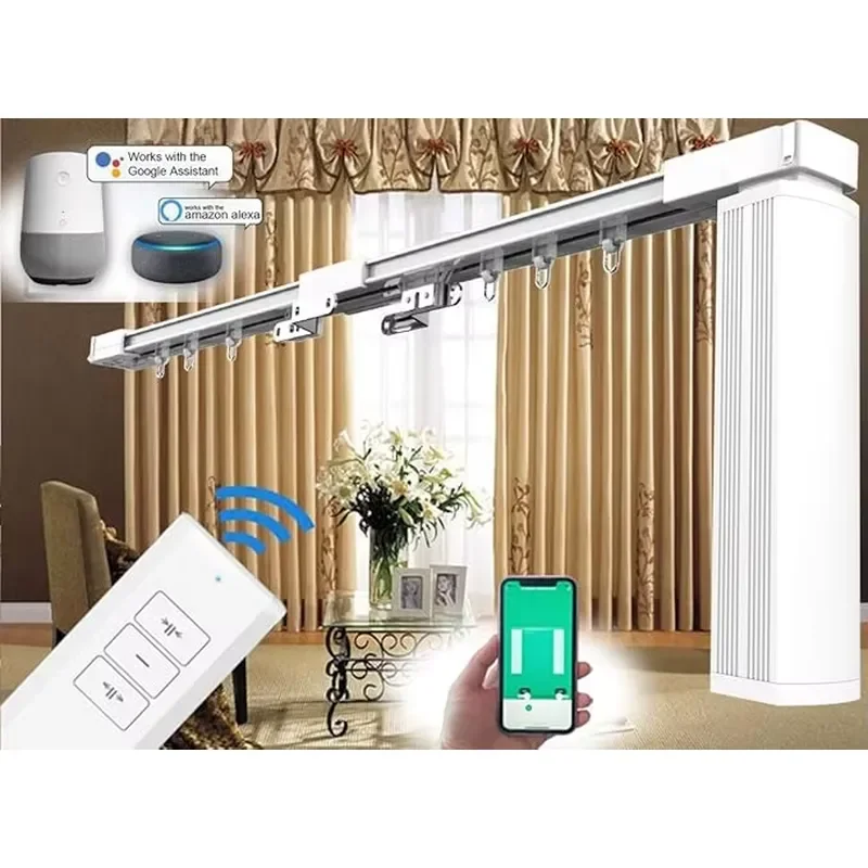 Smart Curtain Motor with App Control Compatible Alexa Google Home Automatic Timer Remote Robot for Office Customized Graffiti