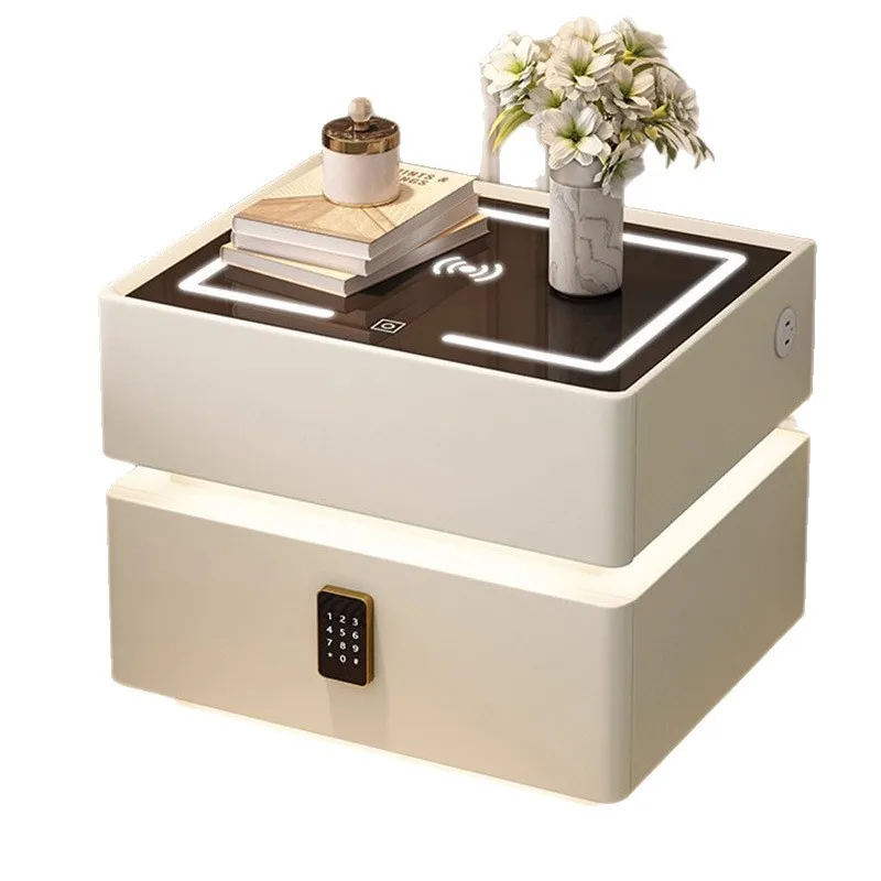Suspended smart bedside table Wireless simple modern light luxury high-end bedroom with lock Free installation bedside table