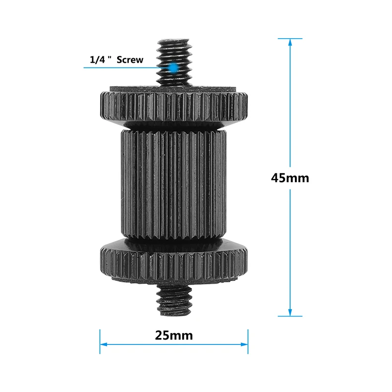 HDRig 더블 엔드 1/4"-20 카메라 케이지 리그 모니터용 나사 마운트 사진 스튜디오용 엄지 잠금 휠이 있는 숄더 리그