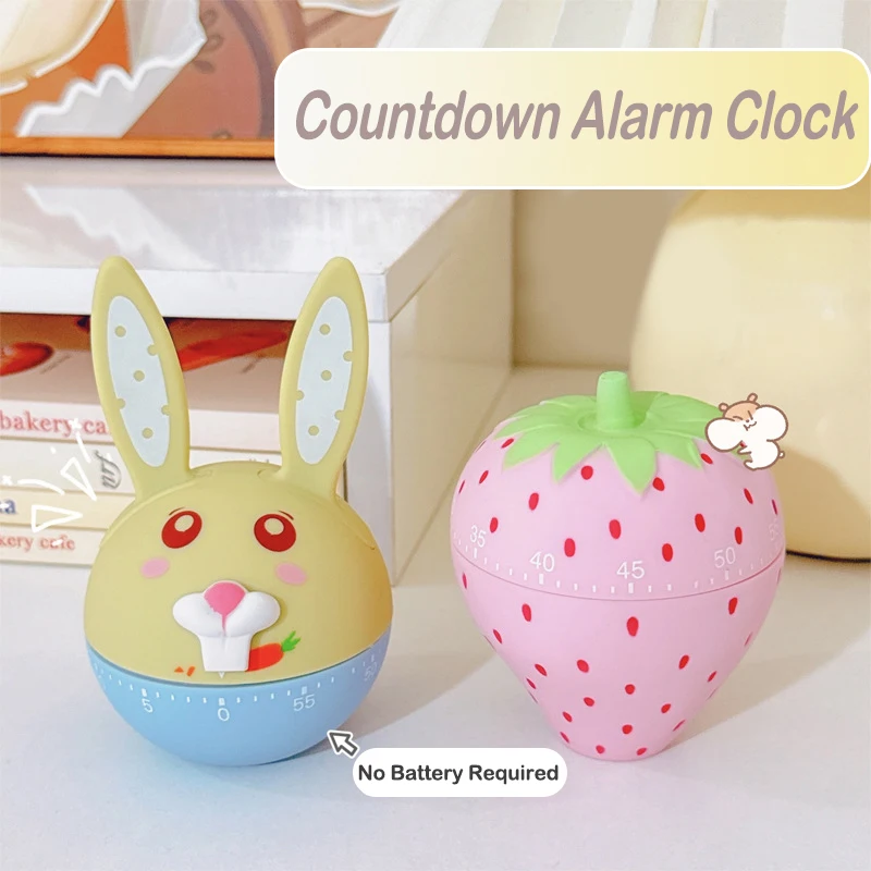 

Cute Strawberry Shaped 60 Minutes Student Doing Multifunction Timer Mechanical Clockwork Time Reminder Countdown No Batteries