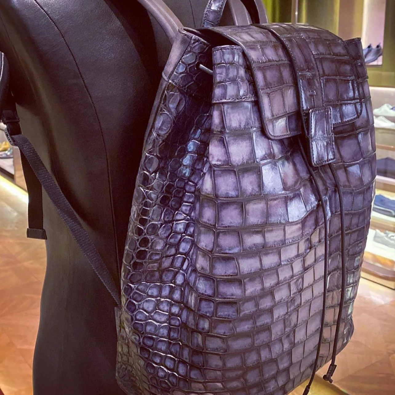 Seetoo New Crocodile Skin Handmade Color Change Custom Men Backpack Business Leisure Travel Bag 40*28*15.5cm