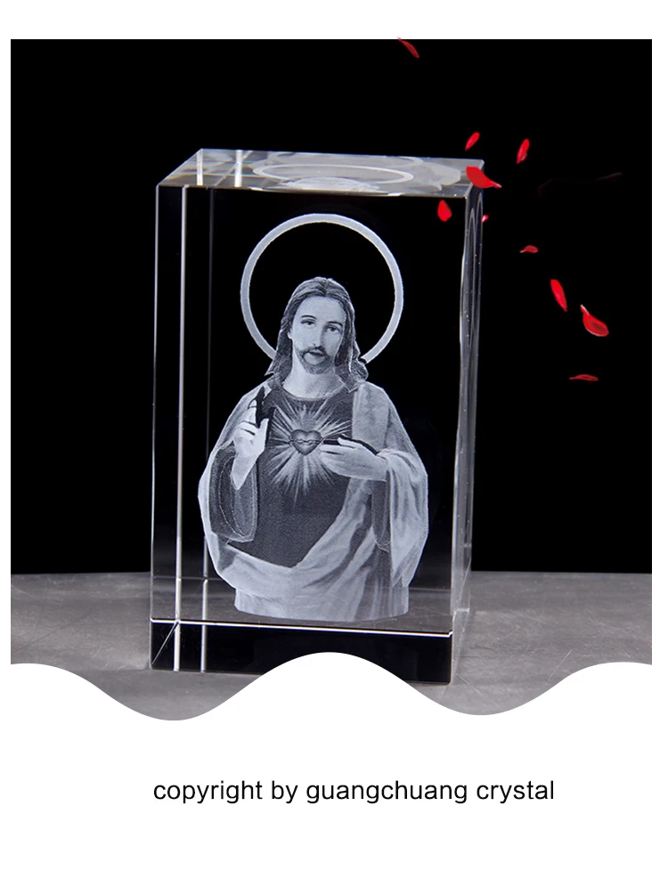 Christianity Religious efficacious pray HOME family Safety Healthy Talisman 3D Crystal Jesus Christ Sacred Heart of Jesus