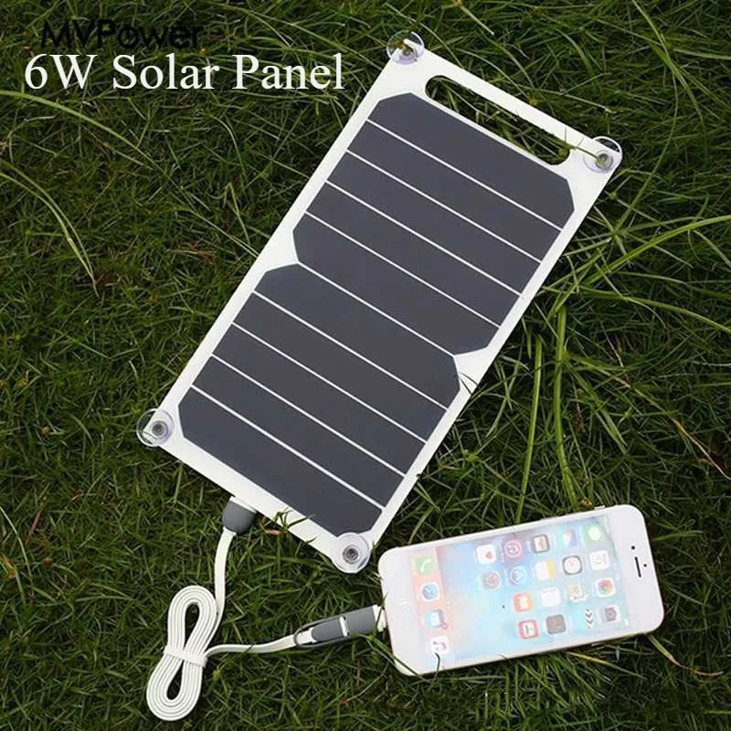 

6W Solar Panel With USB Waterproof Outdoor Hiking And Camping Portable Battery Mobile Phone Charging Bank Charging Panel 5V