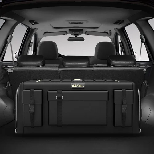 Imagen 2 del producto Organizador de maletero de coche, caja de almacenamiento de tela Oxford, bolsa plegable, bolsillos de almacenamiento para vehículo, sedán, SUV, 50L/60L/70L