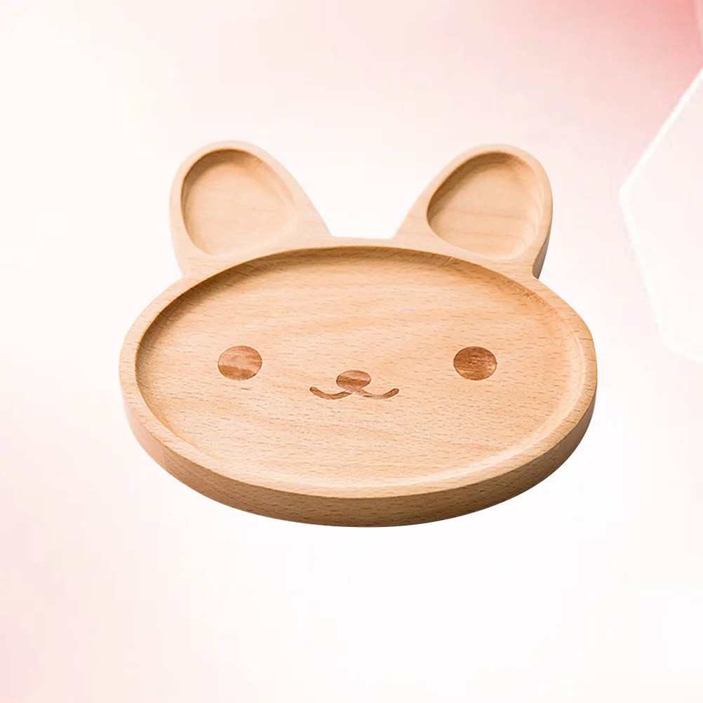 

Kids Rabbit Wooden Divided Tray Natural Wood Texture Baby Food Plate Cartoon Plate for Kids Dining Baby Food Tray