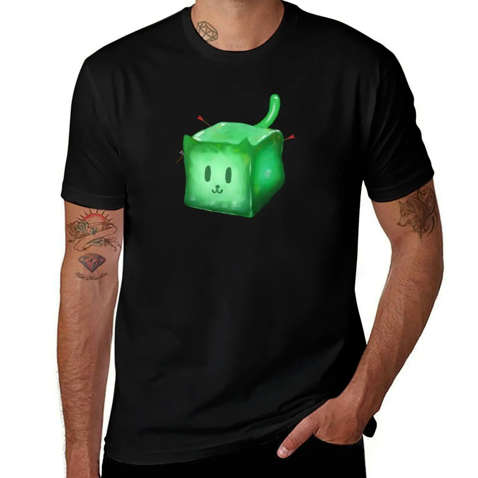 Gelatinous Cube Cat T-Shirt Comfortable Basic Crew Neck Tee T-Shirt