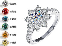 QZJ002 Lefei Fashion Trendy Luxury Classic Diamond-set Color Moissanite Sunflower Rings For Women Silver 925 Party Jewelry Gifts
