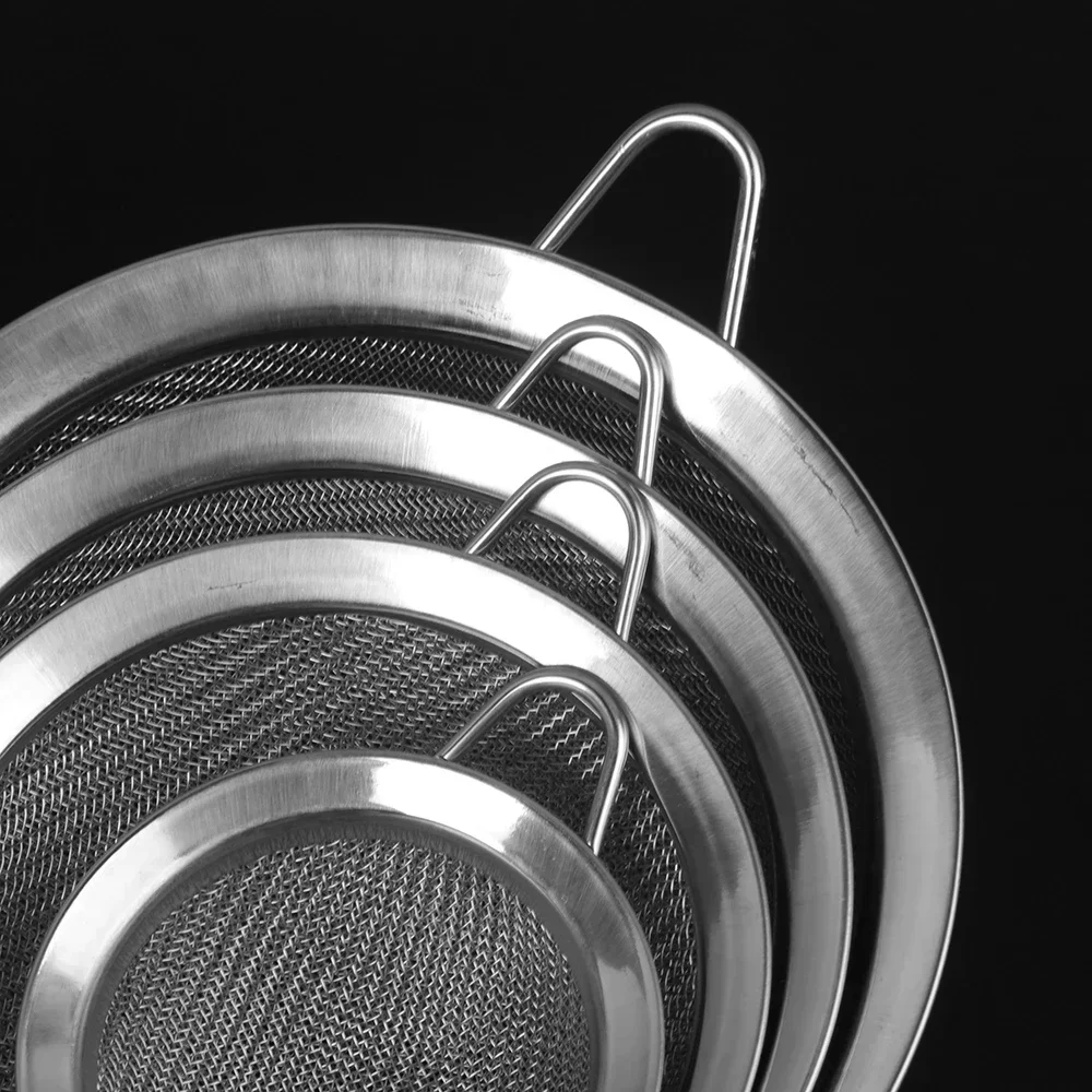 Проволока из нержавеющей стали, мелкоячеистый фильтр для масла, дуршлаг для муки, сито для чая, кухонное сито, фильтрующий инструмент, набор металлических сит с длинной ручкой
