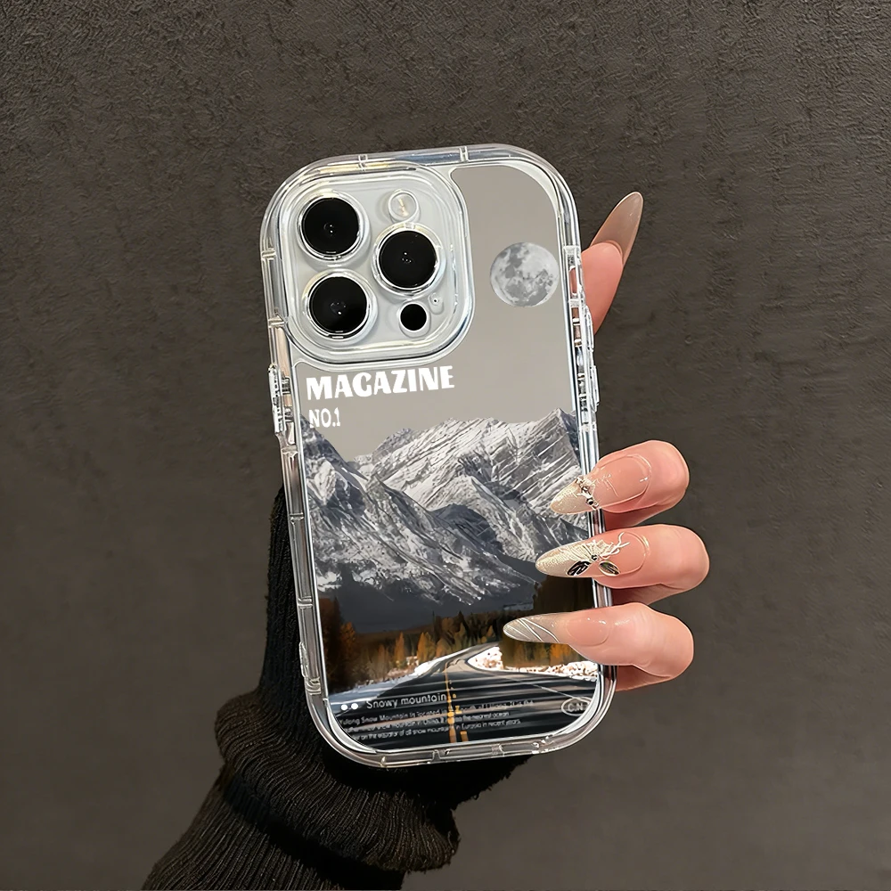 Modische Schneeberg-Gletscher-Spiegel-Handyhülle für iPhone 17 15 14 16 Pro Max 13 12 11 Pro XR XS 8 Plus 17Air Stoßfeste Hülle – Detail 11