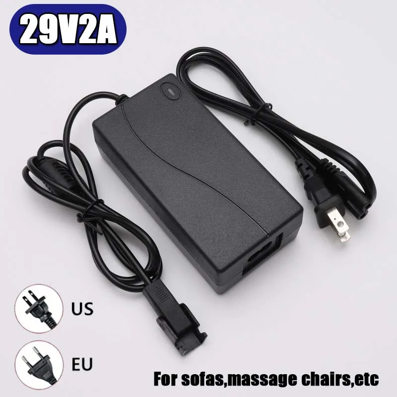 EU US Plug 29V 2A AC/DC 2PIN Power Adapter Supply for Electric Sofa Massage Chair Electric Push Rod Lifting Charger