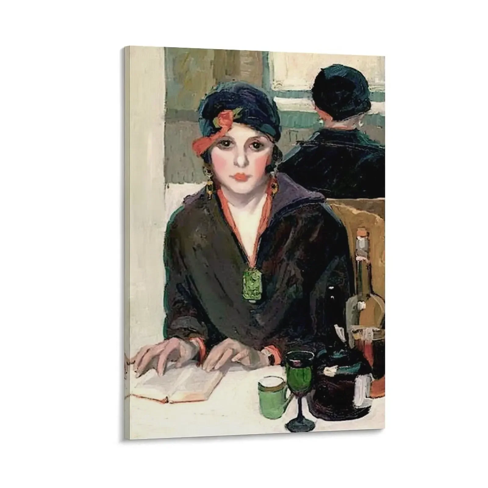 

Young Woman Studying : Vintage Art Mirror Image Painting Print by Jane Peterson Canvas Painting home and decoration
