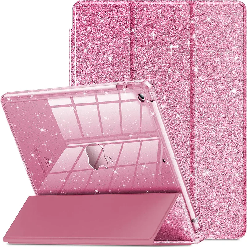 Glittering Sparkly Case For iPad 10.2 7th 8th 9th Gen Pencil Holder Cover,funda iPad Pro 2017 Air 3 10.5 2019 Auto Sleep Shell