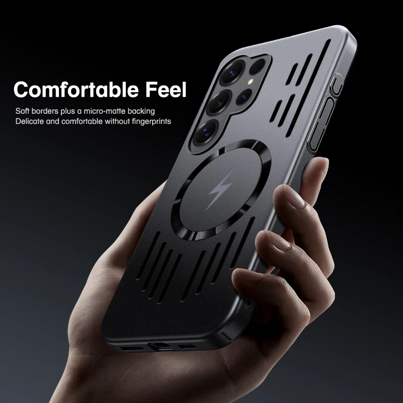 Luxury Matte Heat Dissipation Magnetic For Magsafe Cases For Samsung Galaxy S22 S23 S24 S25 FE Ultra Plus Hard Shockproof Cover