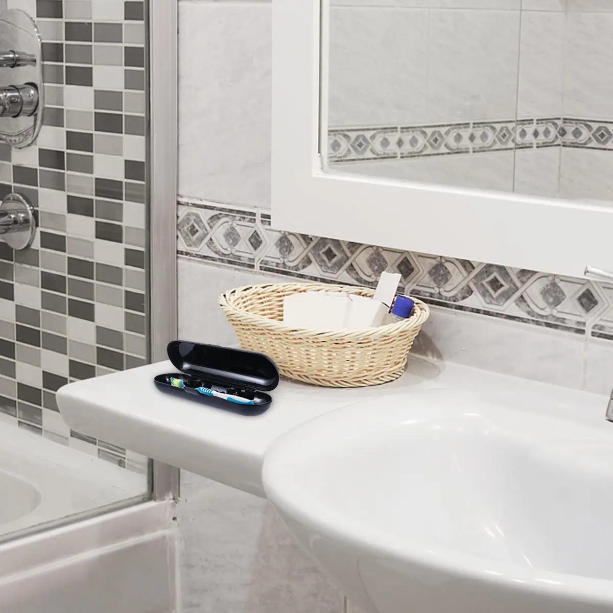 

2Pcs Electric Toothbrush Case Food Safe PP Toothbrush Cover Travel Storage Box Lightweight Frosted Surface Dual Brush Head