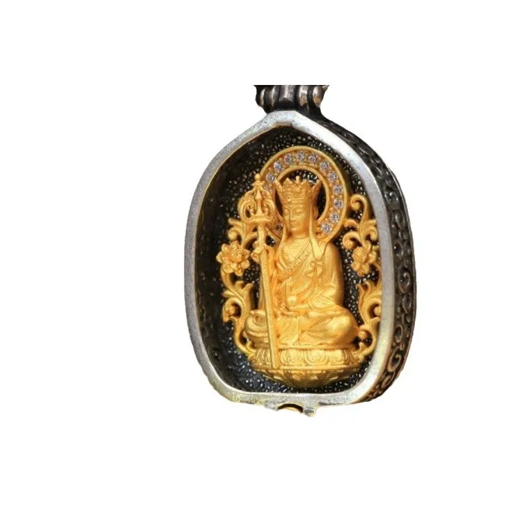 Zen Series Ksitigarbha Bodhisattva Exquisitely Crafted Gawu Box Pendant Necklace Retro Aged High-end Accessories