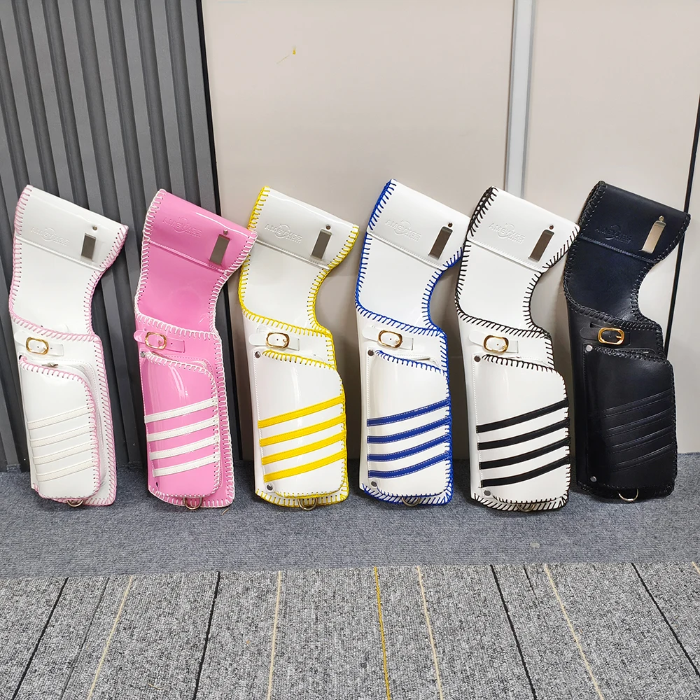 Kabura na strzały łucznicze, proces dziania, regulowana na lewo/prawo, trwała skórzana torba do zawieszenia na pasie, do łuków klasycznych i bloczkowych, do polowania.