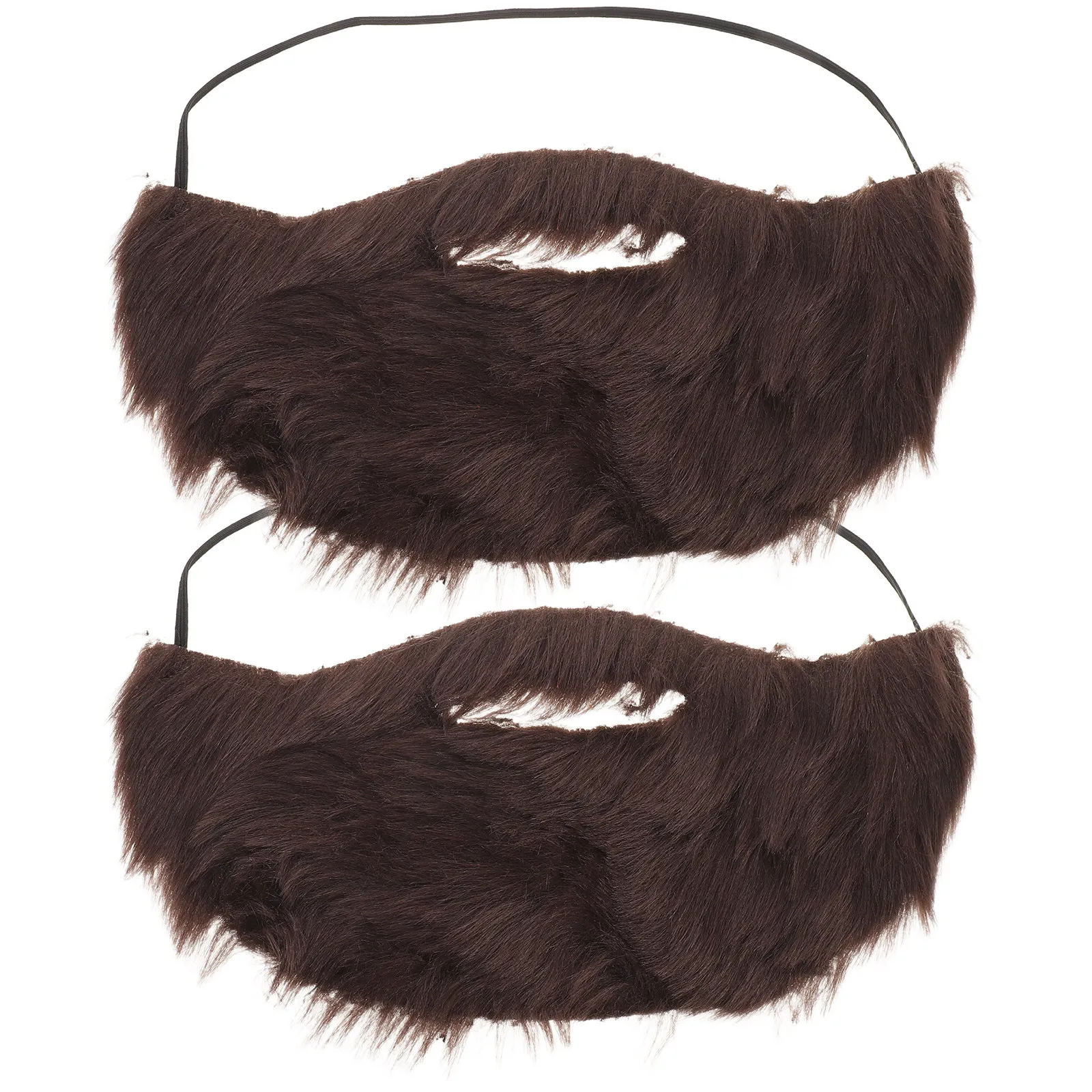 2Pcs Men Fake Beard Brown Short Realistic Costume for Halloween Party Cosplay Full Beard Reusable Role Play Accessory