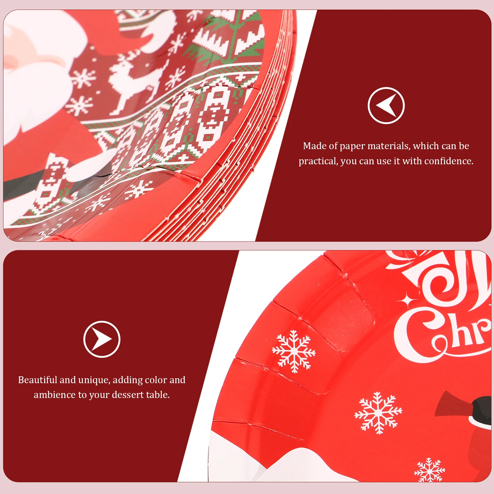 

20Pcs Christmas Style Cake Paper Plates Convenient Fruit Plate for Holiday Gatherings Serving Platters Dinner Plate