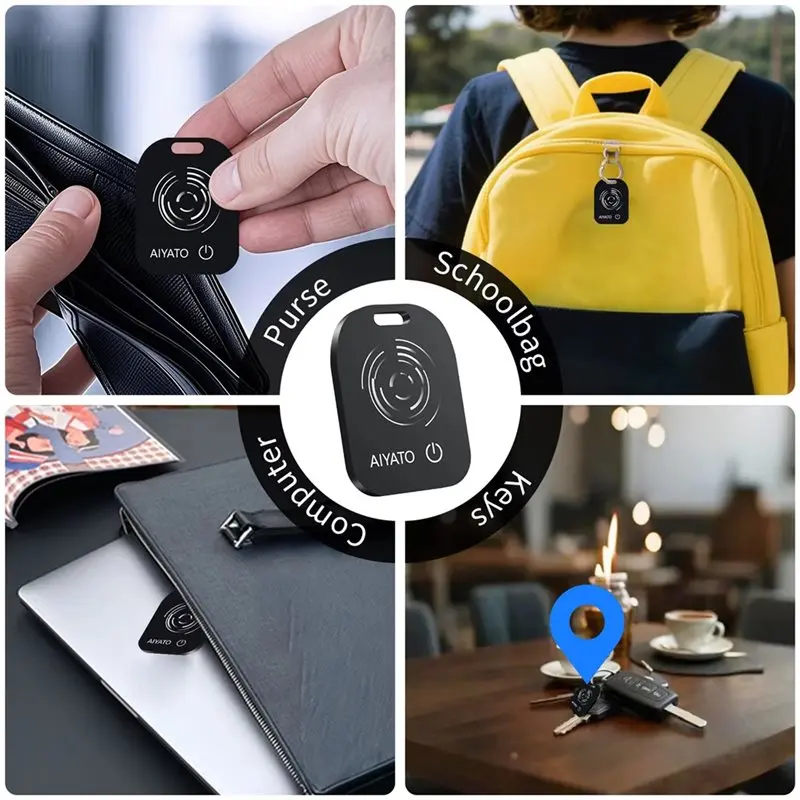 ABJF-Wireless Charging Bluetooth Wallet Tracker Card 2Pcs For Pets Work For Apple Find My(IP68 Waterproof) IOS Only