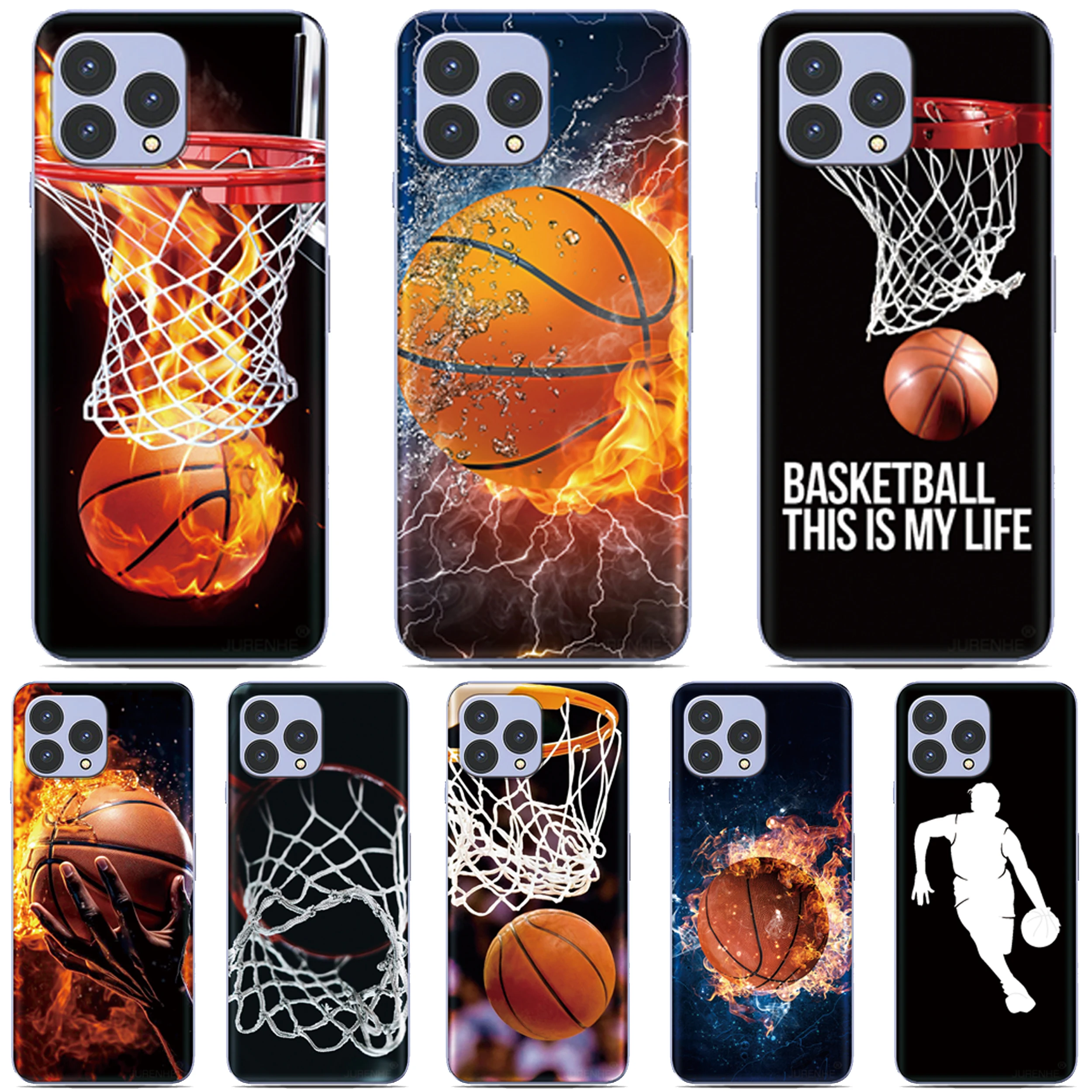 Basketball-Flammen-Handyhülle für OPPO A6x A6T A6 A3 A5 Pro A3X A5x 4G 5G A17 A17K A80 A78 A58 A54 A76 A98 A55 A53 A2X Rückseiten-Cover