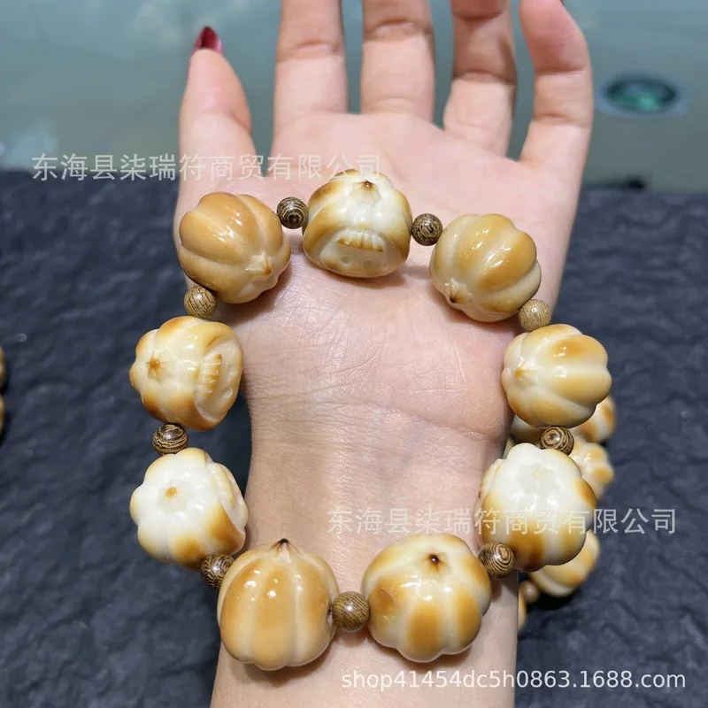 Ivory Charcoal-Painted Pumpkin : Bracelet Beads, Rope Braiding, Pendant Accessories