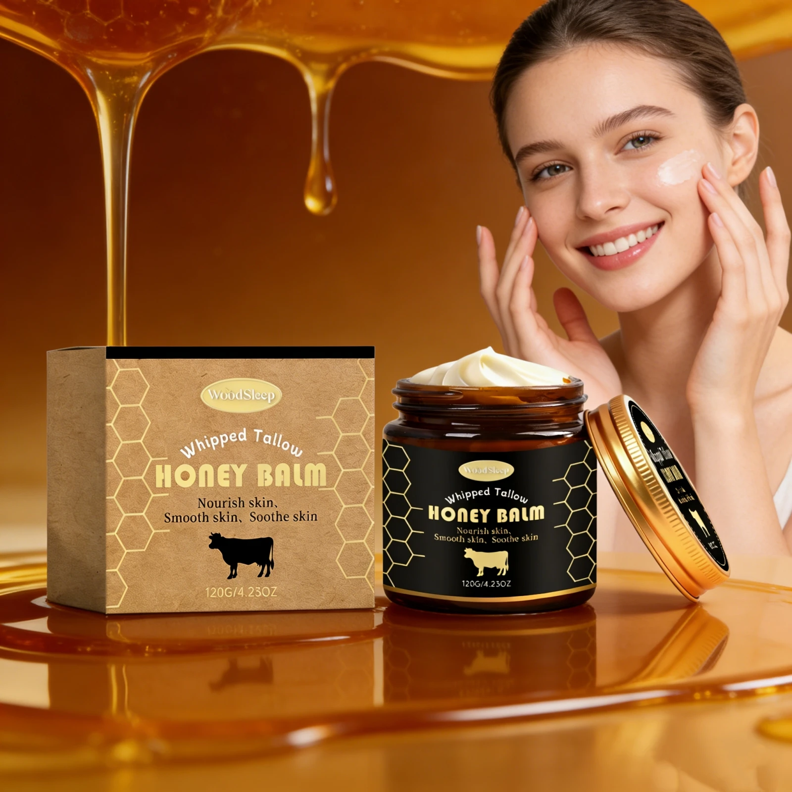 Honey Beef Tallow Moisturizing Face Cream Deep Nourishing Soothe Dry Rough Skin Skin Repair Care Natural Tallow Honey Balm Cream