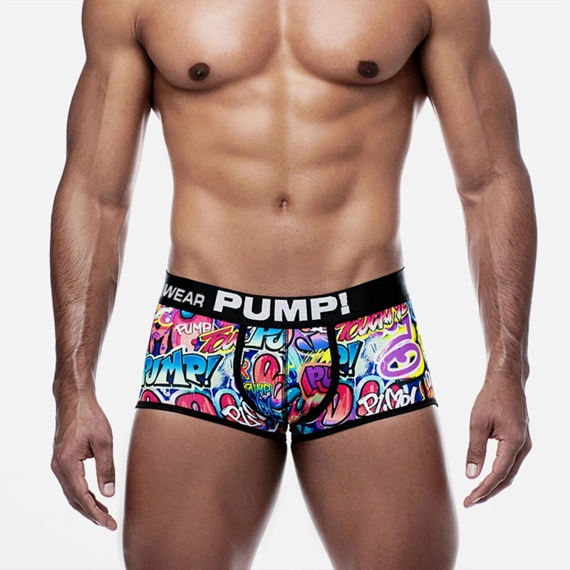 

Men's Boxer Briefs - European & American Style Graffiti Print, Sexy Sporty Low-Rise Trendy Boxer Shorts