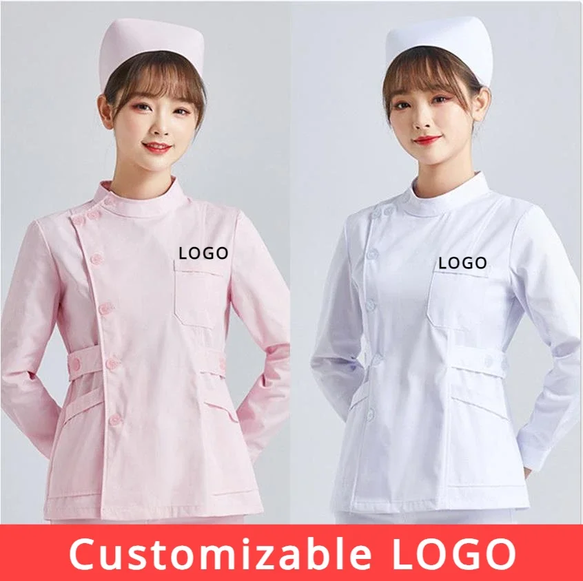 Customizable LOGO White scrubs uniforms women Pet Grooming Clinic Nursing Clothes Workwear Nurse Scrub Work Pink Medical Uniform