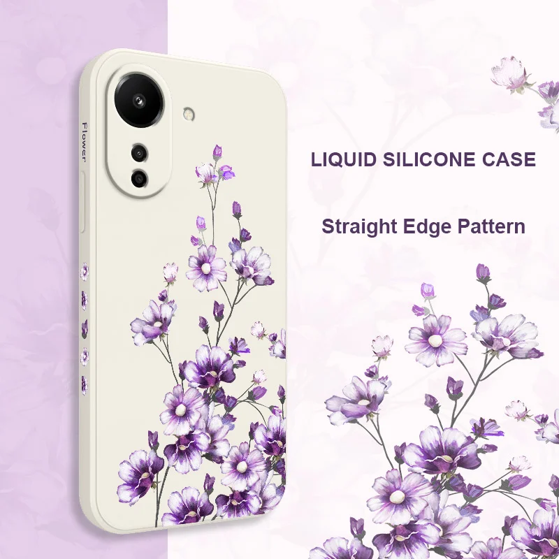 Pericallis Hybrida Phone Case For Xiaomi Redmi 13 13C 12 12C 10 10C 10A 9 9T 9A 4G 5G Liquid Silicone Cover