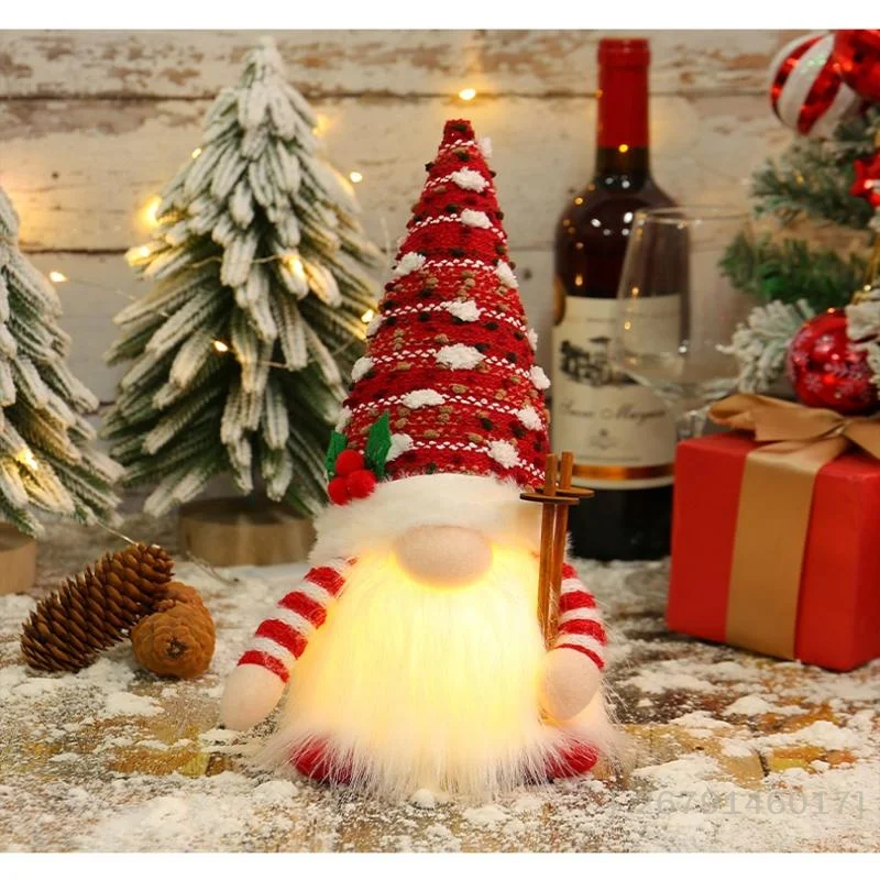 {YY26} عيد الميلاد جنوم دمية زوجين LED ضوء الليل زلاجة تزلج جنوم دمية المنزل عيد الميلاد الديكور لعام 2026 هدية السنة الجديدة [YY26].