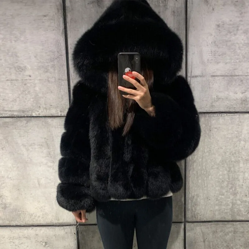 Women Full Pelt Genuine Hooded Jacket Thick Overcoat Outwear Real Fox Fur Coat Winter Thick Soft Warm Fluffy Jackets 2024 NEW