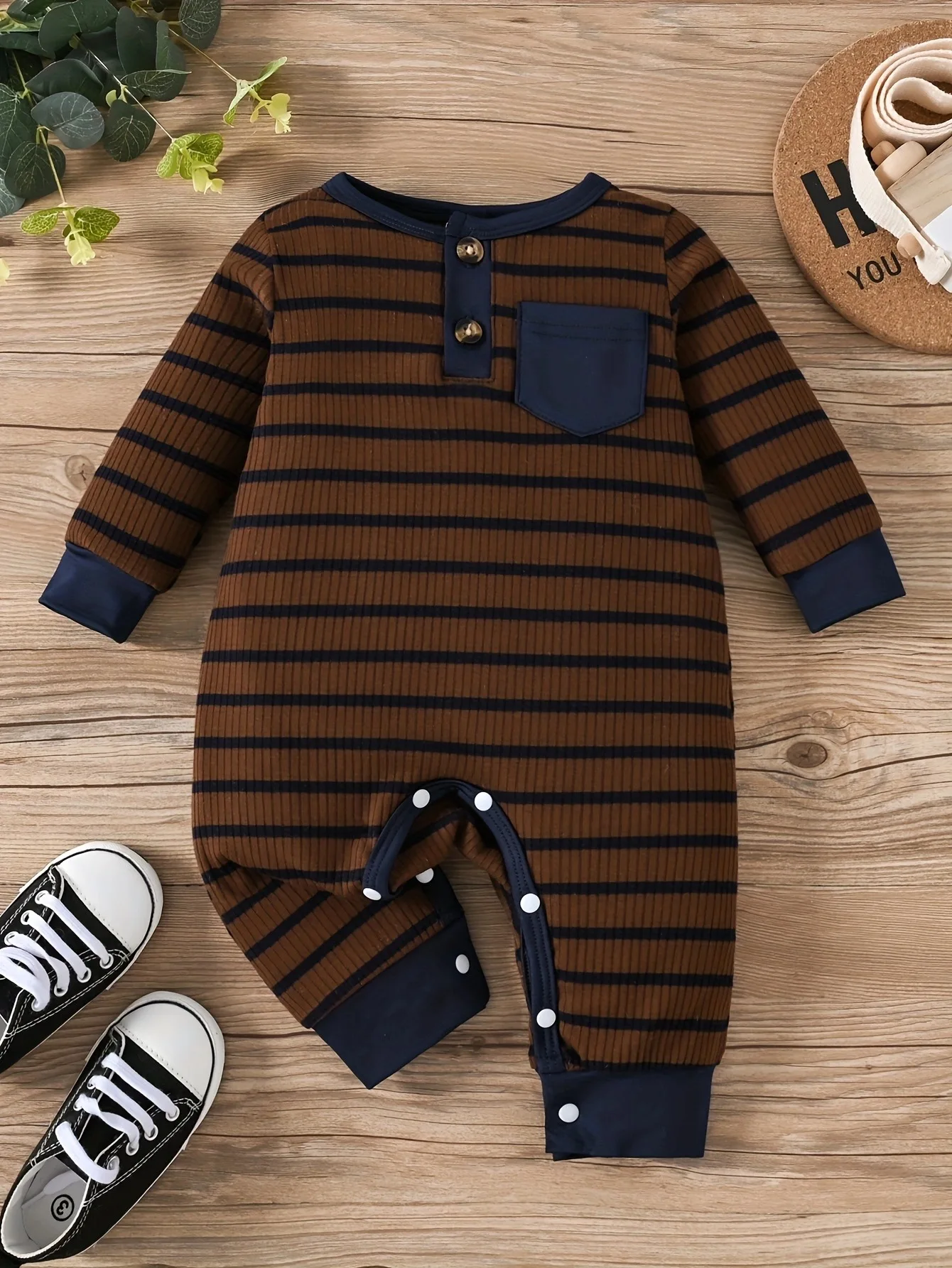 0-2 Year Old Spring and Autumn New New Newborn Baby Boys Striped Long sleeved Pants Casual jumpsuit