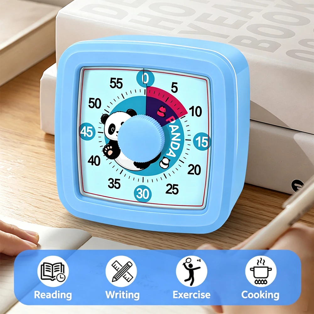 Cute Panda Visual Countdown Timer 60 Minute Non Ticking Time Management Timer for Kids Homework Classroom Cooking Exercise view 3